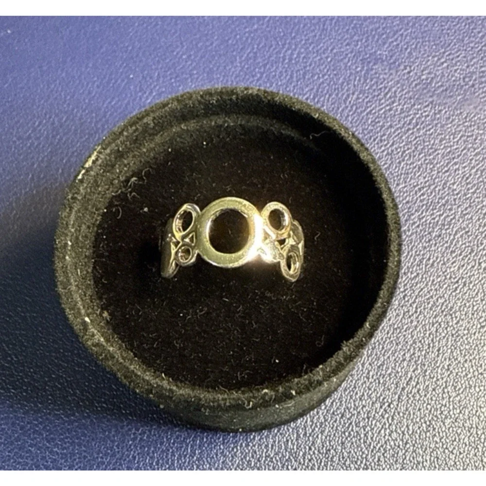 Vintage Sterling Silver Ring Open Circles GR Mark Size 8 Artisan Band 925